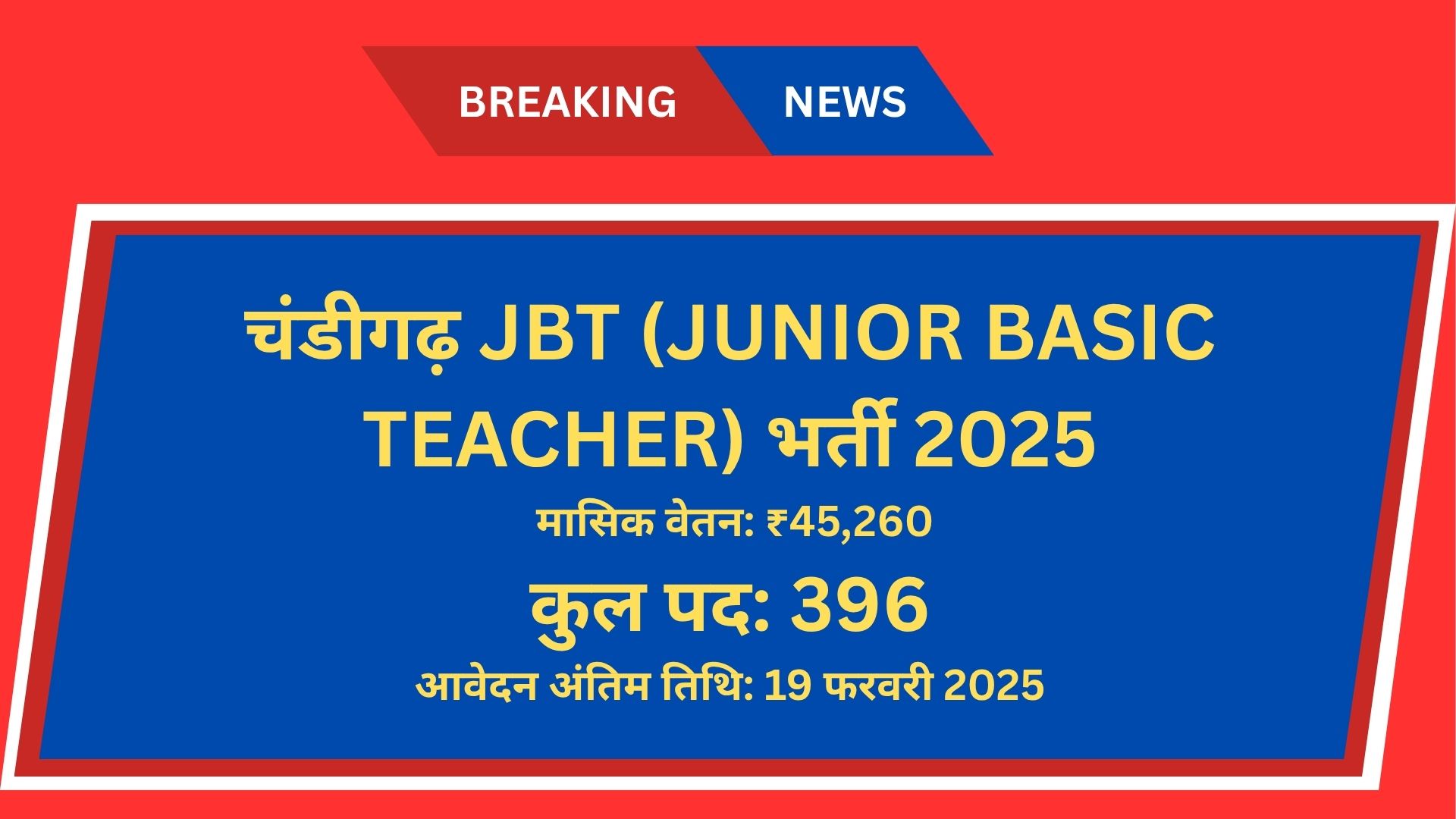 चंडीगढ़ JBT (Junior Basic Teacher) भर्ती 2025